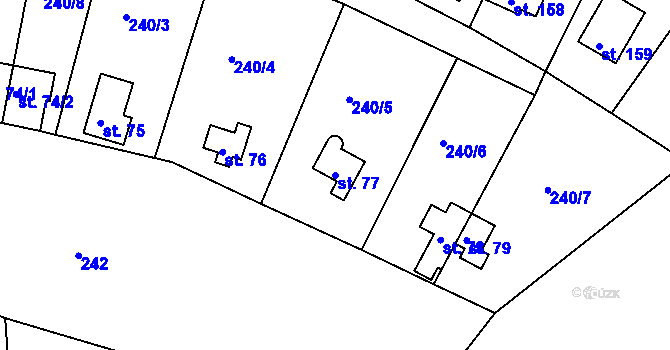 Parcela st. 77 v KÚ Suhrovice, Katastrální mapa