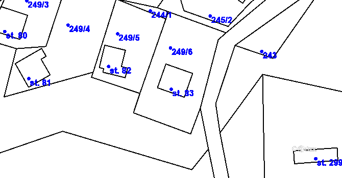 Parcela st. 83 v KÚ Suhrovice, Katastrální mapa