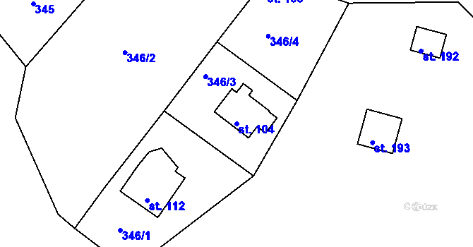Parcela st. 104 v KÚ Suhrovice, Katastrální mapa