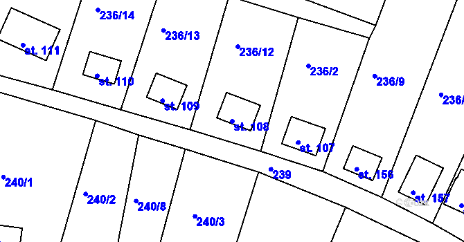 Parcela st. 108 v KÚ Suhrovice, Katastrální mapa
