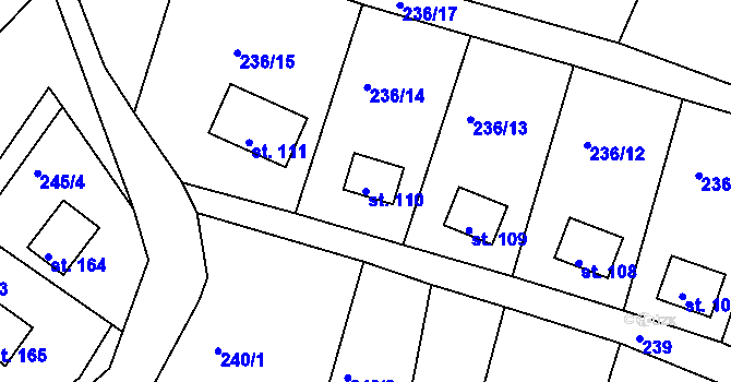 Parcela st. 110 v KÚ Suhrovice, Katastrální mapa