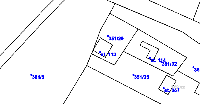 Parcela st. 113 v KÚ Suhrovice, Katastrální mapa