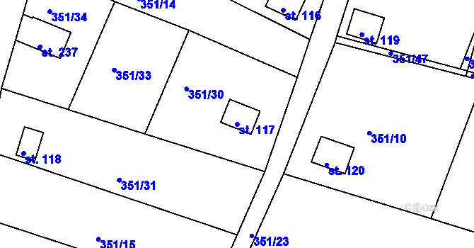 Parcela st. 117 v KÚ Suhrovice, Katastrální mapa