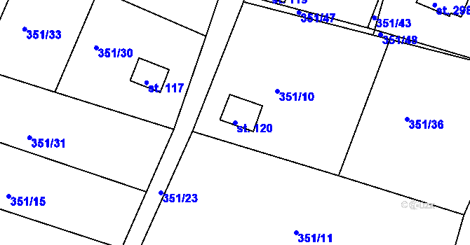 Parcela st. 120 v KÚ Suhrovice, Katastrální mapa