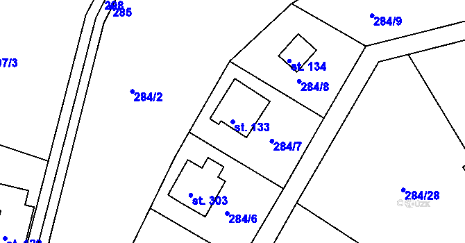 Parcela st. 133 v KÚ Suhrovice, Katastrální mapa