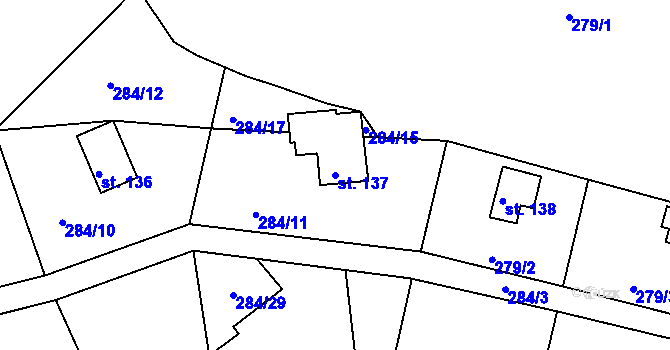 Parcela st. 137 v KÚ Suhrovice, Katastrální mapa