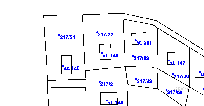 Parcela st. 146 v KÚ Suhrovice, Katastrální mapa