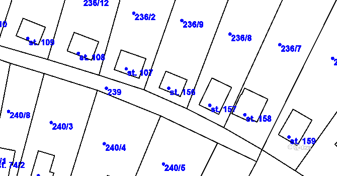 Parcela st. 156 v KÚ Suhrovice, Katastrální mapa