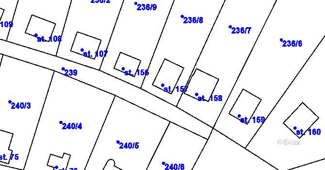 Parcela st. 157 v KÚ Suhrovice, Katastrální mapa