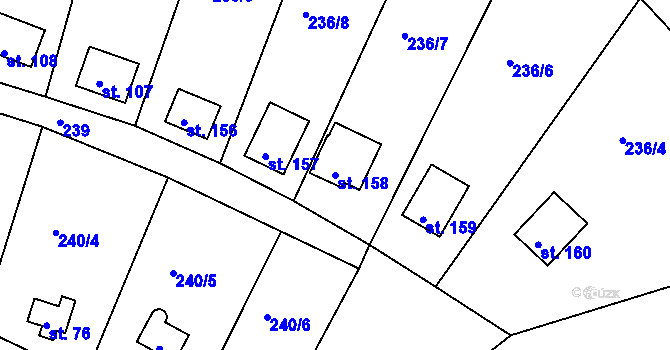 Parcela st. 158 v KÚ Suhrovice, Katastrální mapa