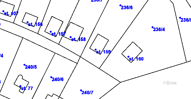 Parcela st. 159 v KÚ Suhrovice, Katastrální mapa