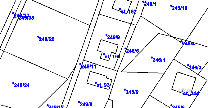 Parcela st. 161 v KÚ Suhrovice, Katastrální mapa
