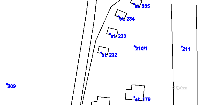Parcela st. 232 v KÚ Suhrovice, Katastrální mapa