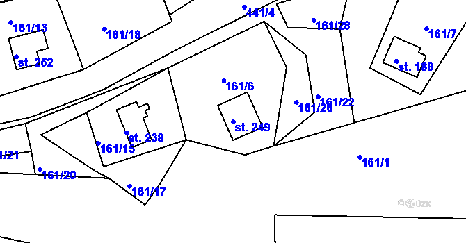 Parcela st. 249 v KÚ Suhrovice, Katastrální mapa