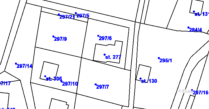 Parcela st. 277 v KÚ Suhrovice, Katastrální mapa