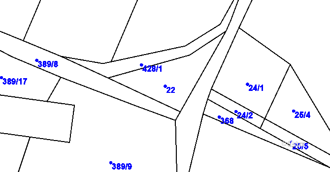 Parcela st. 22 v KÚ Suhrovice, Katastrální mapa