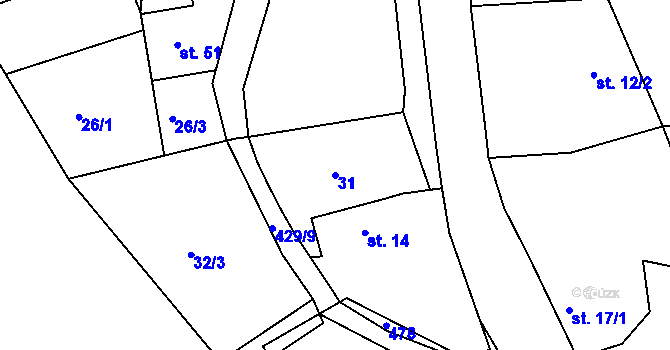 Parcela st. 31 v KÚ Suhrovice, Katastrální mapa