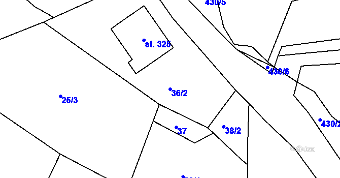 Parcela st. 36/2 v KÚ Suhrovice, Katastrální mapa