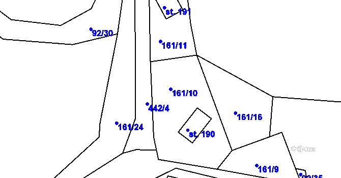 Parcela st. 161/10 v KÚ Suhrovice, Katastrální mapa