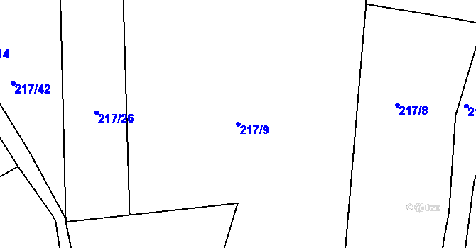 Parcela st. 217/9 v KÚ Suhrovice, Katastrální mapa
