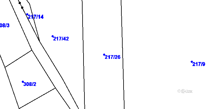 Parcela st. 217/26 v KÚ Suhrovice, Katastrální mapa