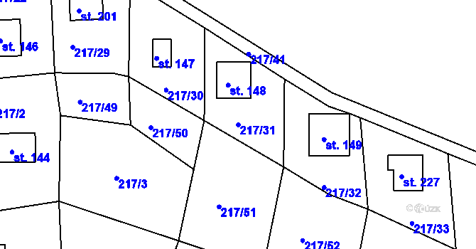 Parcela st. 217/31 v KÚ Suhrovice, Katastrální mapa