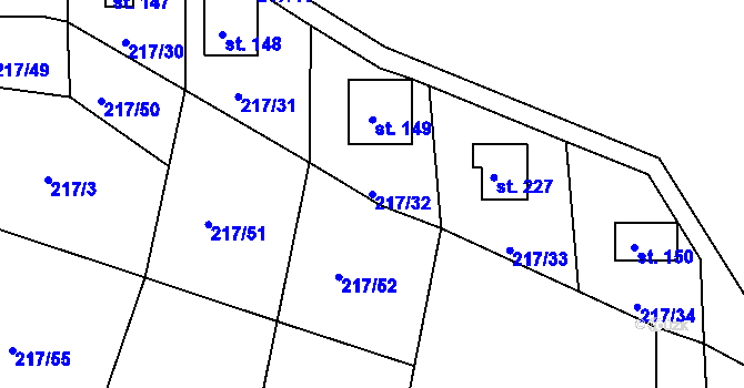 Parcela st. 217/32 v KÚ Suhrovice, Katastrální mapa