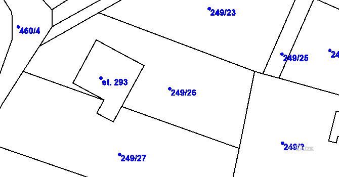 Parcela st. 249/26 v KÚ Suhrovice, Katastrální mapa