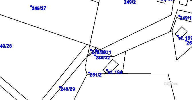 Parcela st. 249/31 v KÚ Suhrovice, Katastrální mapa