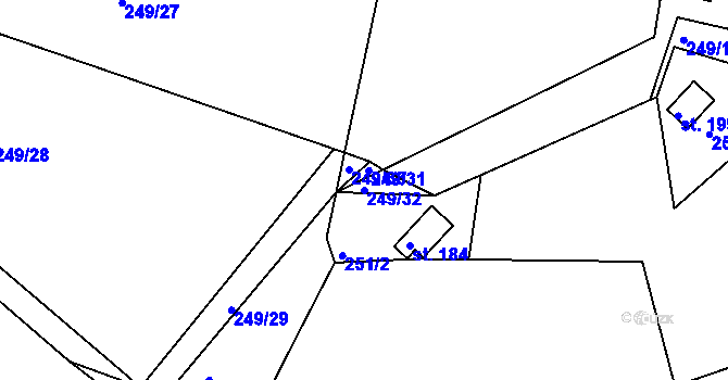 Parcela st. 249/32 v KÚ Suhrovice, Katastrální mapa