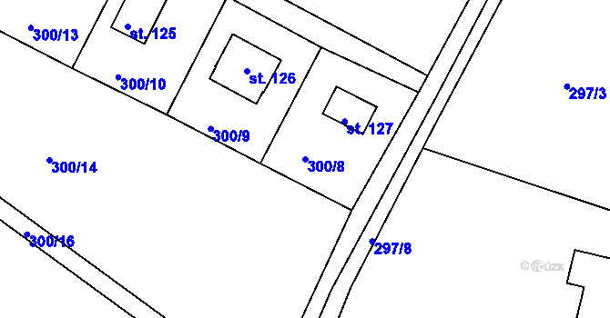 Parcela st. 300/8 v KÚ Suhrovice, Katastrální mapa