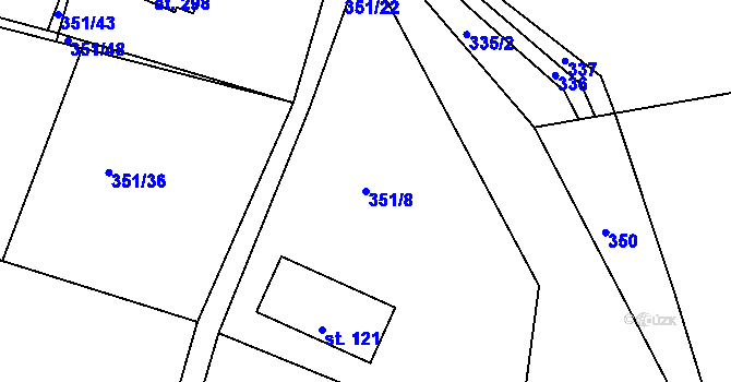 Parcela st. 351/8 v KÚ Suhrovice, Katastrální mapa
