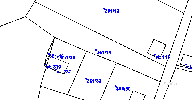 Parcela st. 351/14 v KÚ Suhrovice, Katastrální mapa