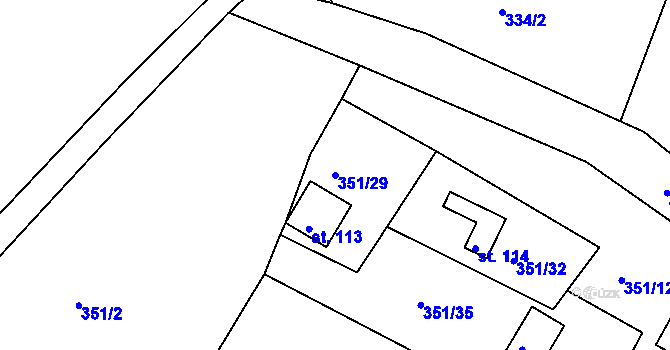Parcela st. 351/29 v KÚ Suhrovice, Katastrální mapa
