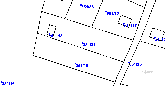 Parcela st. 351/31 v KÚ Suhrovice, Katastrální mapa