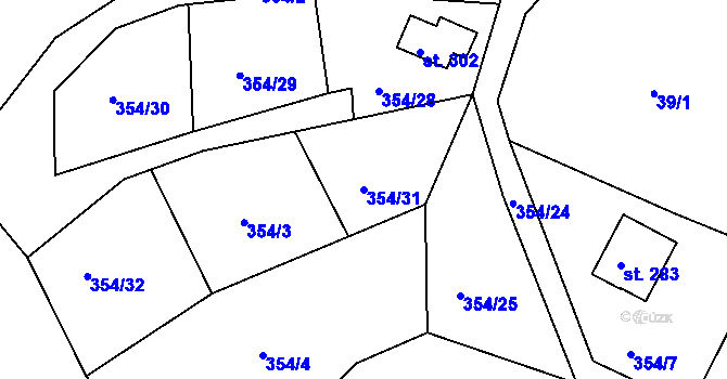 Parcela st. 354/31 v KÚ Suhrovice, Katastrální mapa