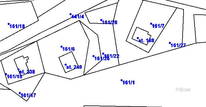 Parcela st. 161/22 v KÚ Suhrovice, Katastrální mapa