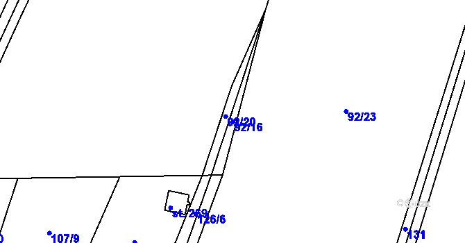 Parcela st. 92/16 v KÚ Suhrovice, Katastrální mapa