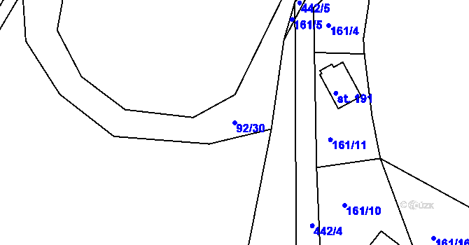 Parcela st. 92/30 v KÚ Suhrovice, Katastrální mapa