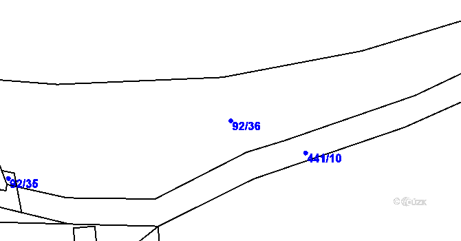 Parcela st. 92/36 v KÚ Suhrovice, Katastrální mapa