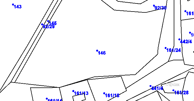 Parcela st. 146 v KÚ Suhrovice, Katastrální mapa