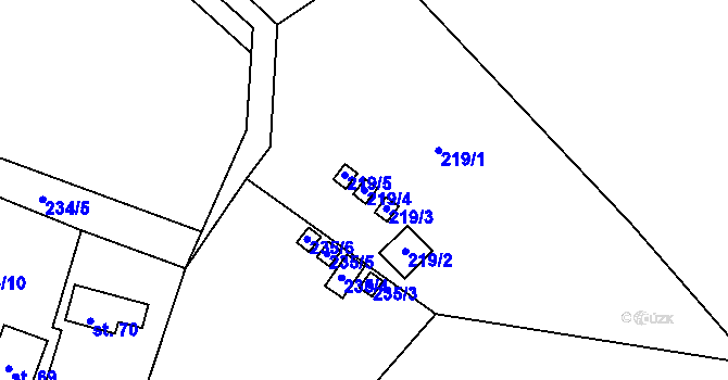 Parcela st. 219/4 v KÚ Suhrovice, Katastrální mapa