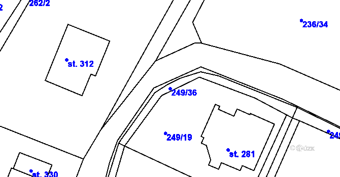 Parcela st. 249/36 v KÚ Suhrovice, Katastrální mapa