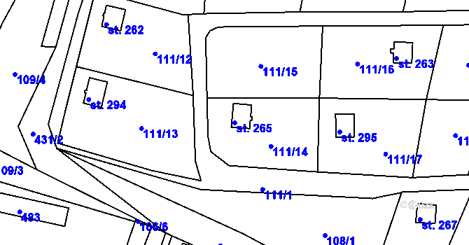 Parcela st. 265 v KÚ Suhrovice, Katastrální mapa