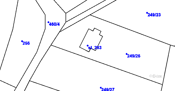 Parcela st. 293 v KÚ Suhrovice, Katastrální mapa