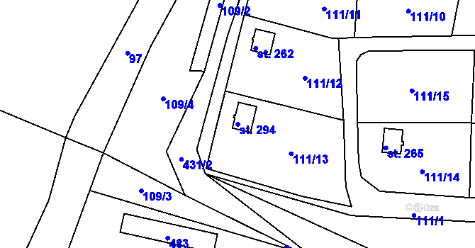 Parcela st. 294 v KÚ Suhrovice, Katastrální mapa
