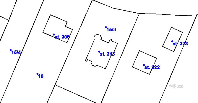 Parcela st. 313 v KÚ Suhrovice, Katastrální mapa