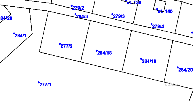 Parcela st. 284/18 v KÚ Suhrovice, Katastrální mapa