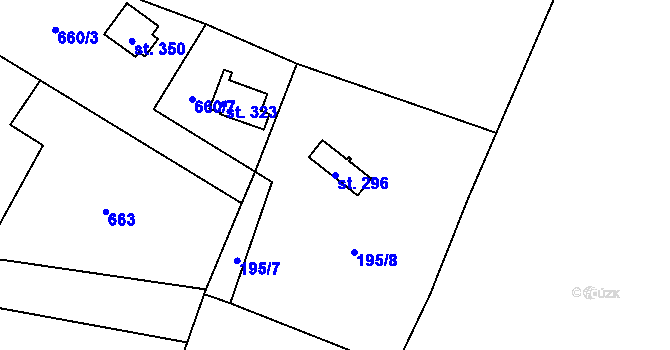 Parcela st. 296 v KÚ Suhrovice, Katastrální mapa