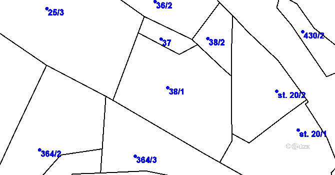 Parcela st. 38/1 v KÚ Suhrovice, Katastrální mapa
